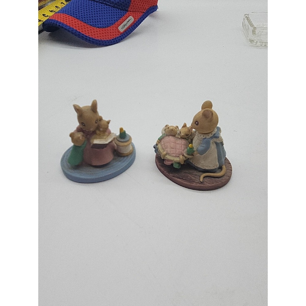 Forest Friends Lot Of 2‎ "All Tucked In" Mouse & Babies Sleeping in Walnut Shell